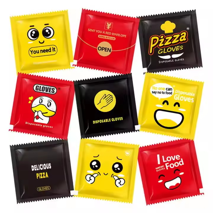 자동 일회용 PE 플라스틱 장갑 접이식 기계 및 4면 밀봉 포장기 (2대)