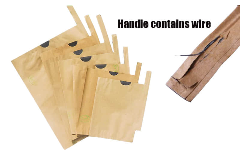 과일 보호용 봉투의 두 가지 디자인(칼자루형과 납작한 입구형)과 과일에 적용하는 방법